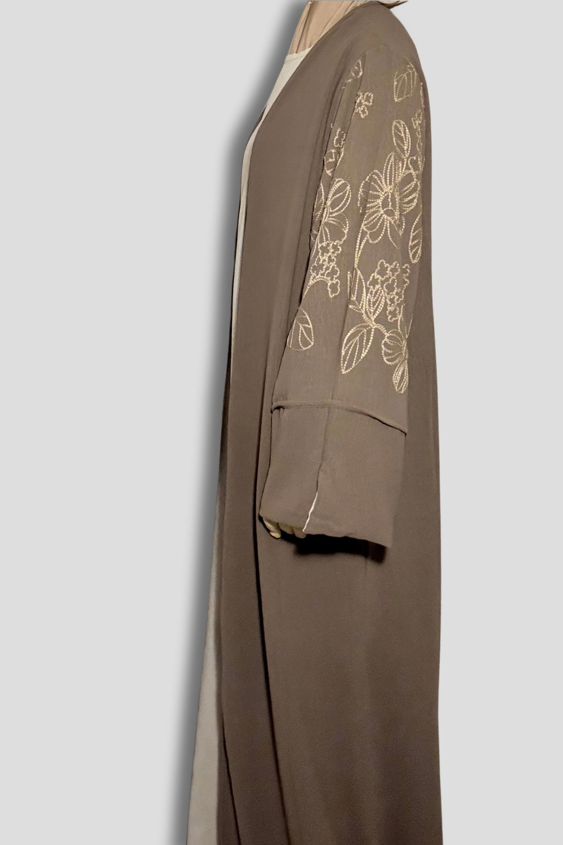 Le Kimono Fleuri et son Abaya - Taupe