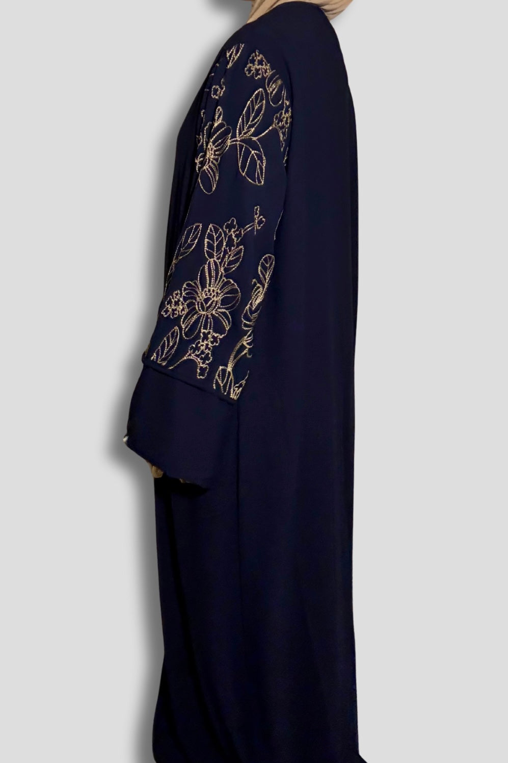 Le Kimono Fleuri et son Abaya - Bleu Nuit