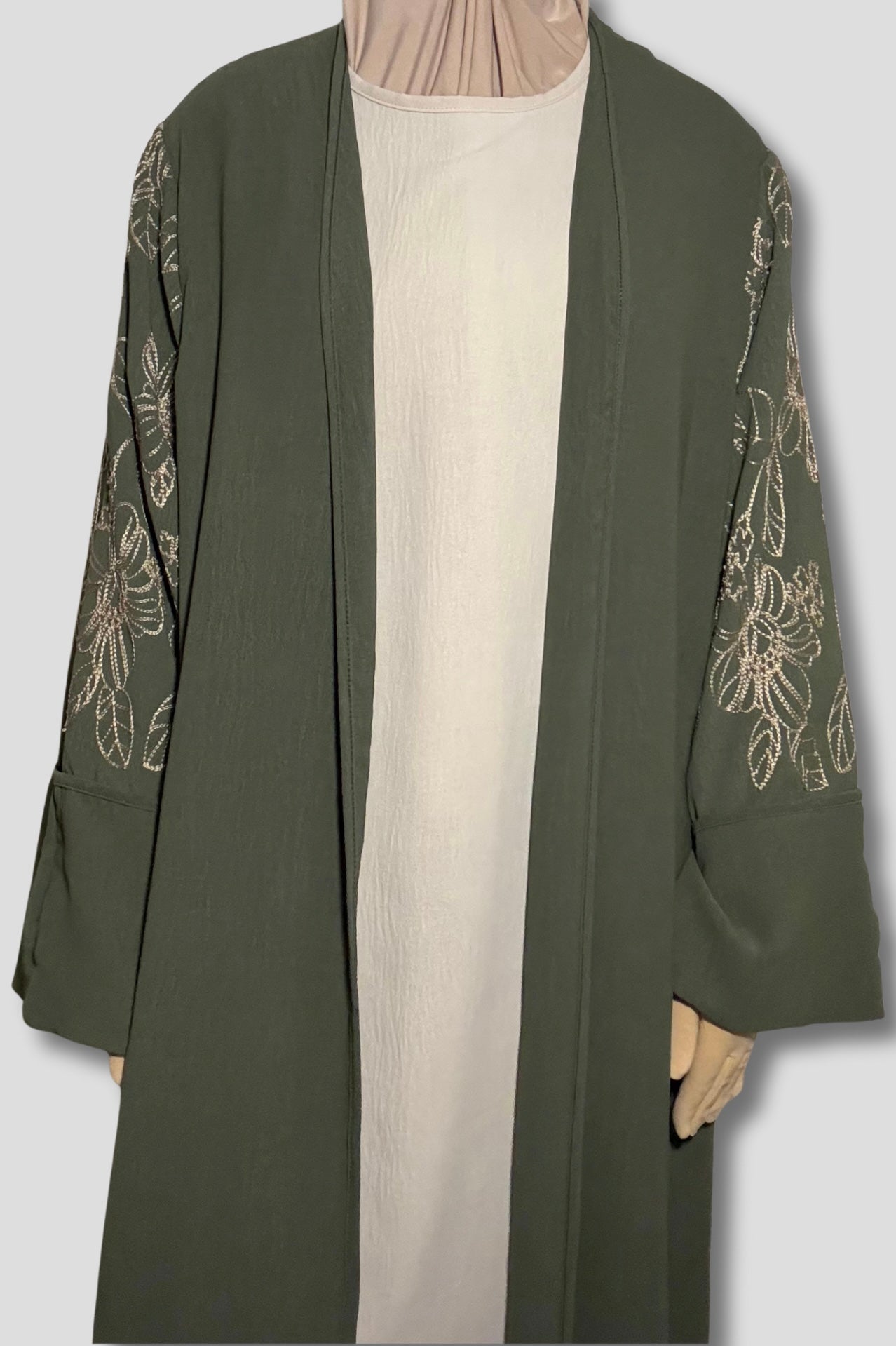 Le Kimono Fleuri et son Abaya - Vert