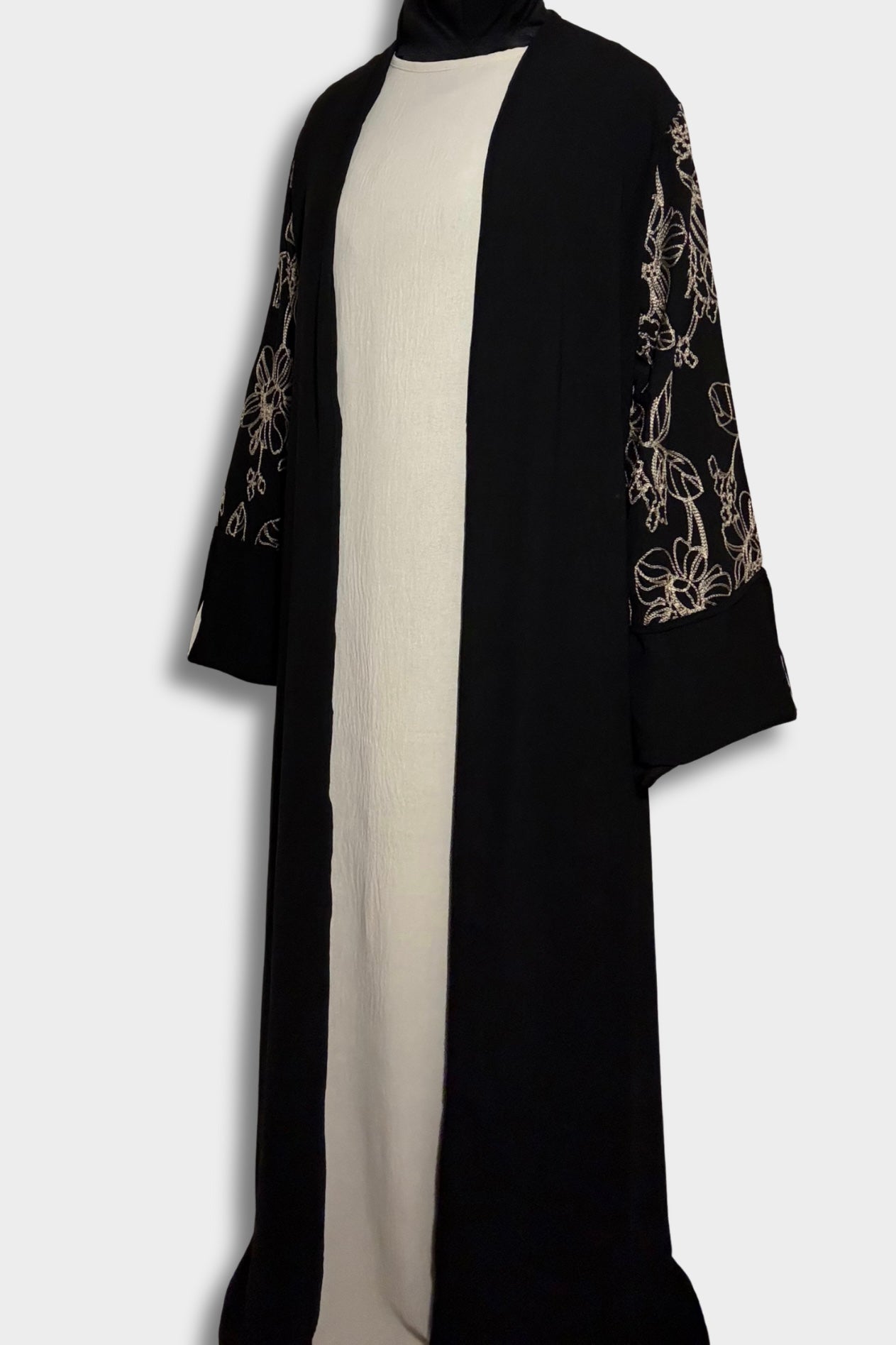 Le Kimono Fleuri et son Abaya - Noir