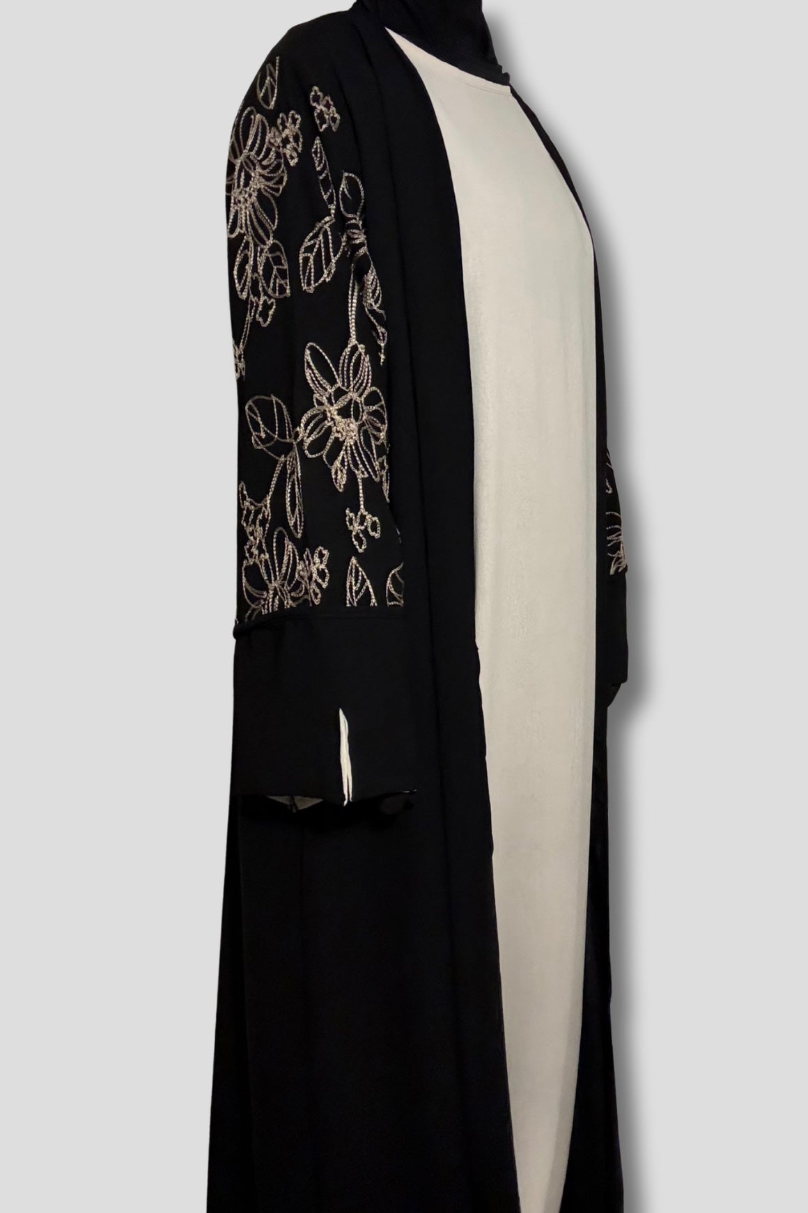 Le Kimono Fleuri et son Abaya - Noir