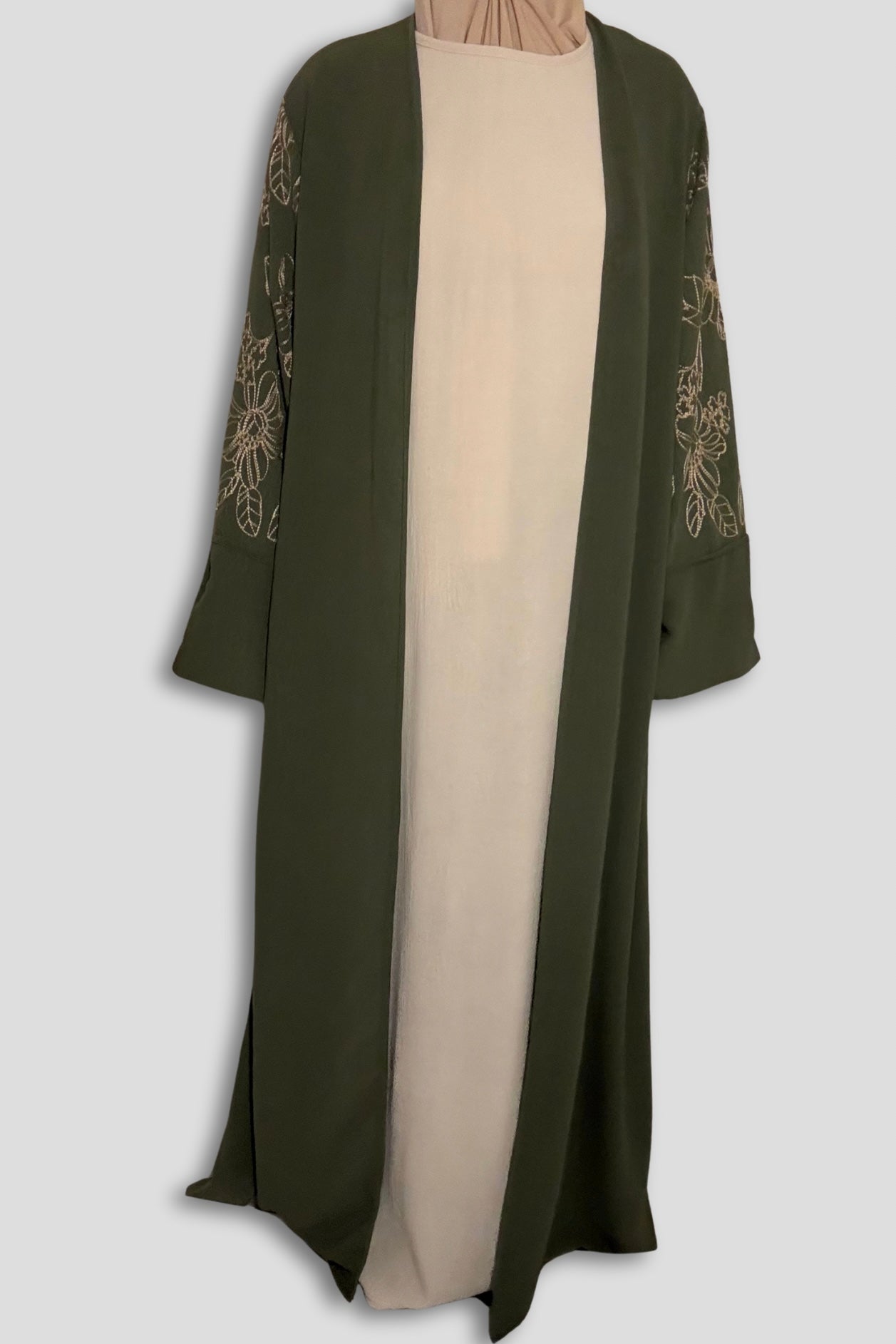 Le Kimono Fleuri et son Abaya - Vert
