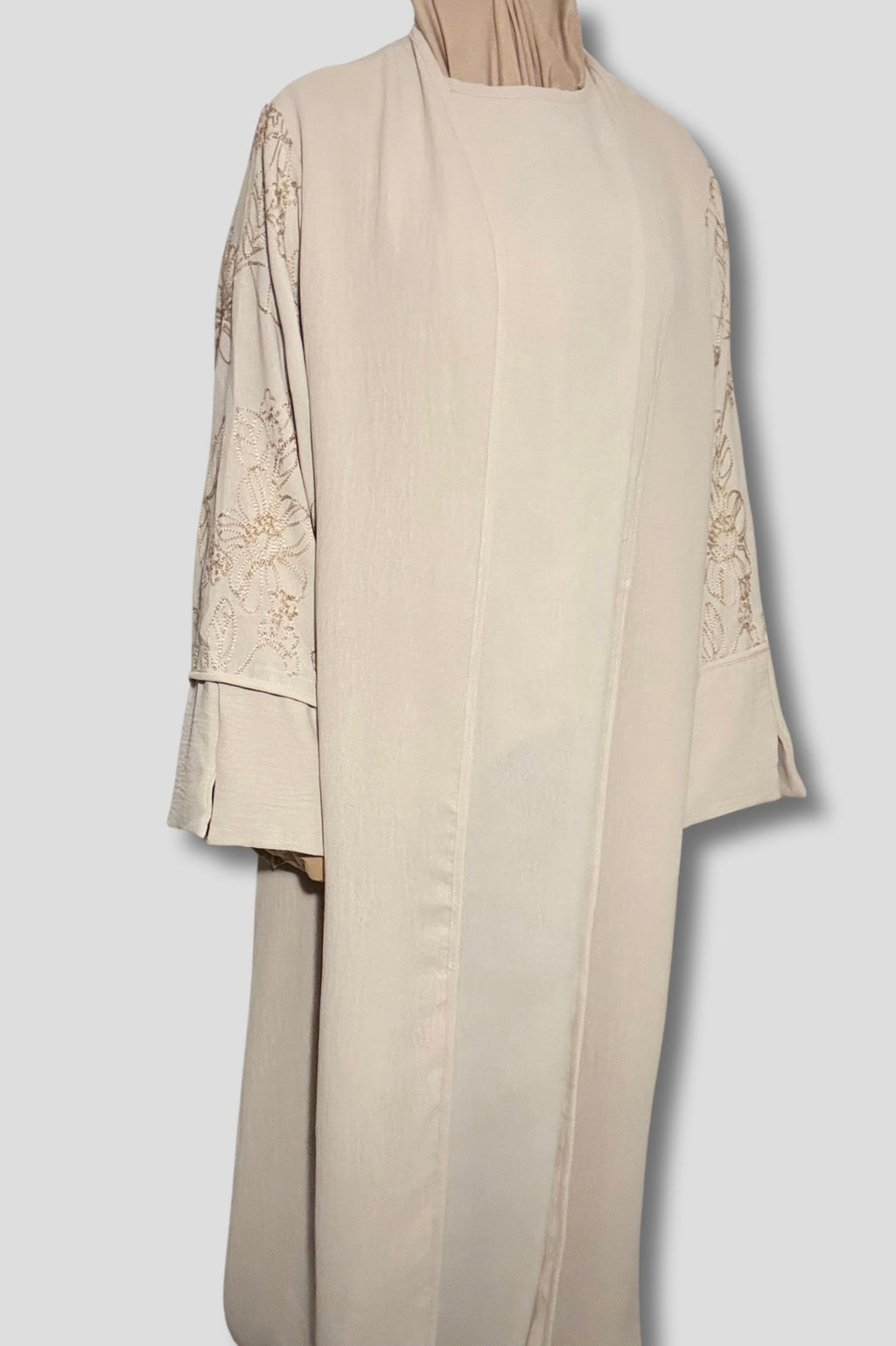 Le Kimono Fleuri et son Abaya - Crème