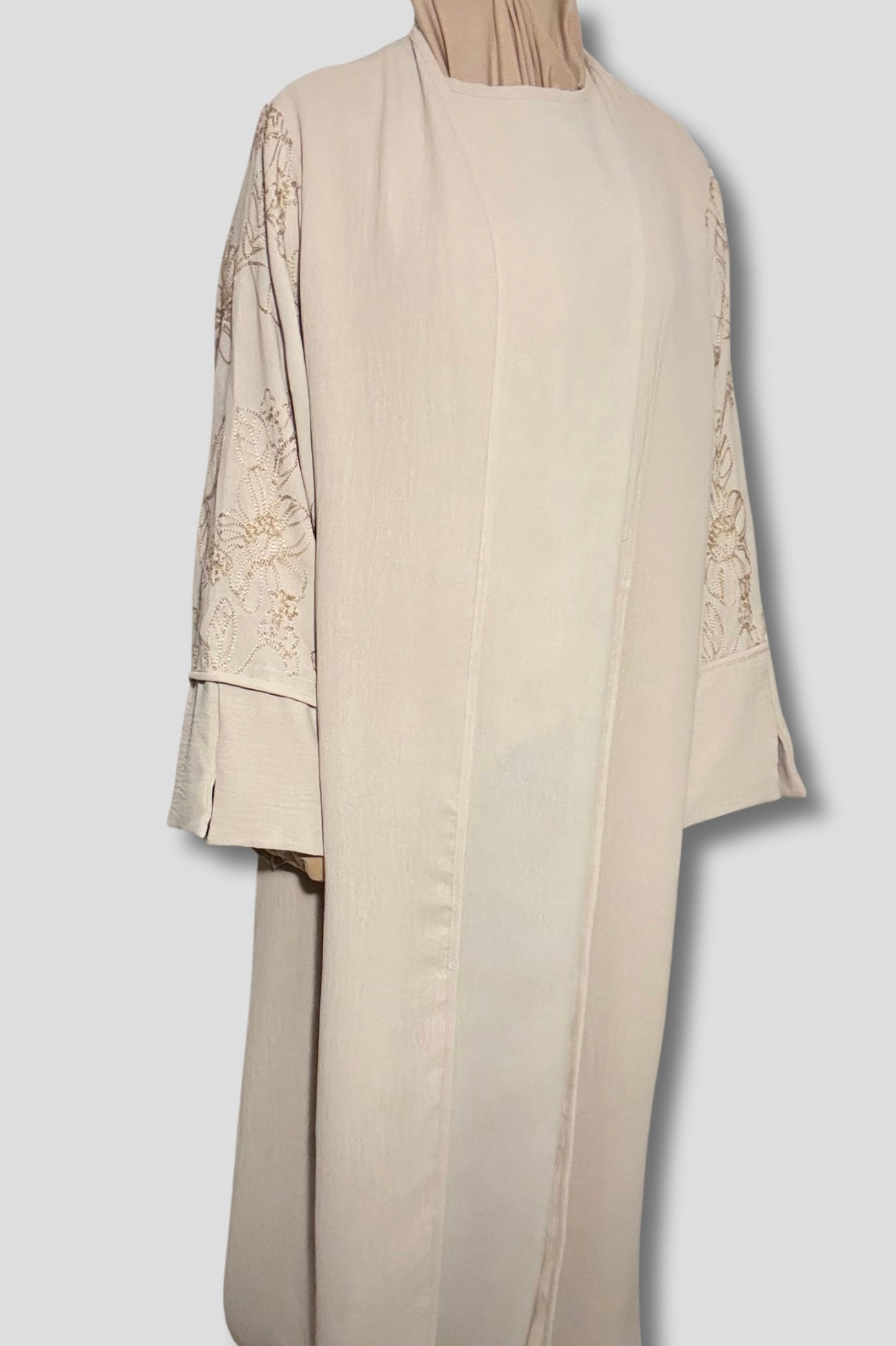 Le Kimono Fleuri et son Abaya - Crème